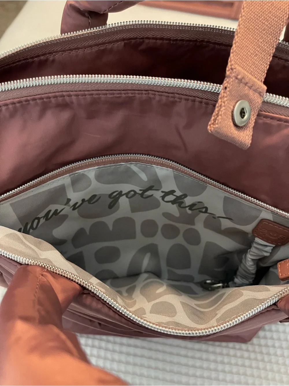 Itzy Ritzy ROSEWOOD MAUVE Quilted Puffer Dream Convertible Diaper Bag